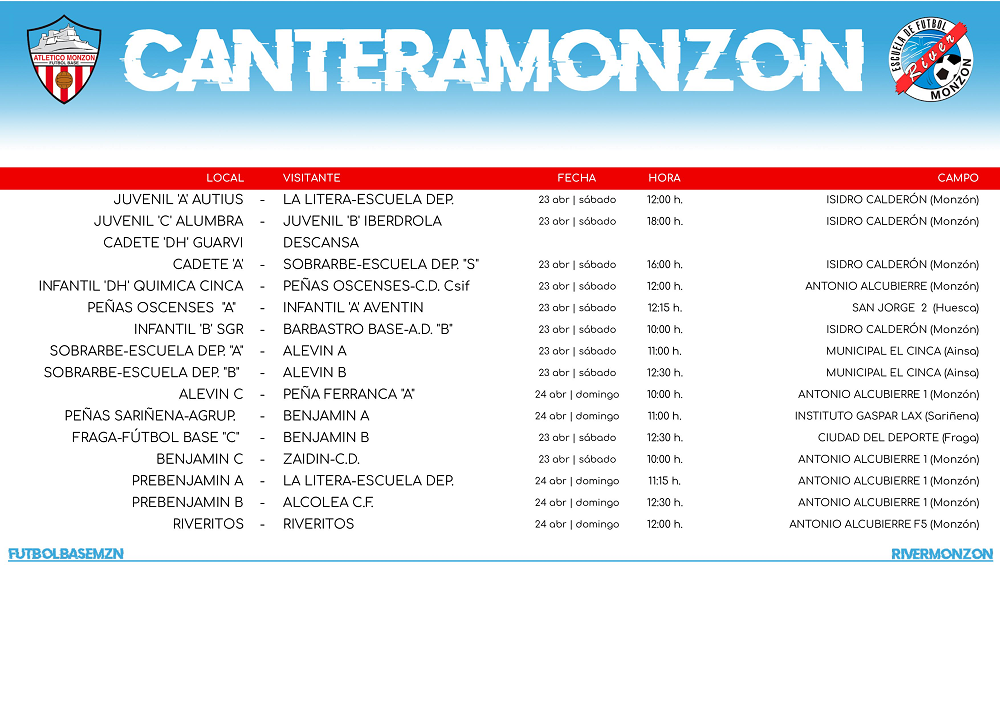 PARTIDOS CANTERA / 23-24 DE ABRIL